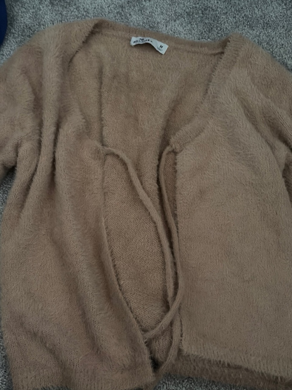 Hollister Soft Light Brown Fuzzy Open-Front Cardigan